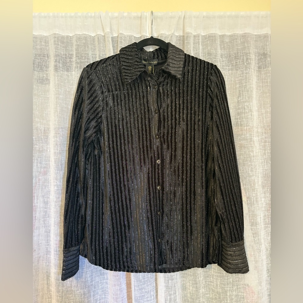 House of Harlow 1960 Black and Silver Striped Top